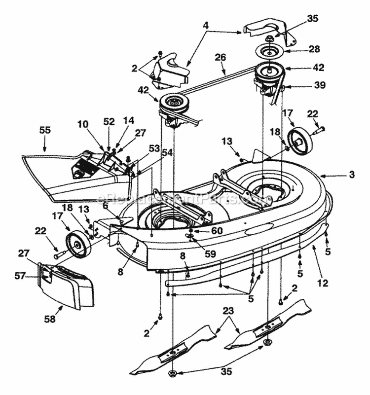 Deck Assembly F Diagram and Parts List for 13A4662F129 2001 Yard Machines Lawn Tractor